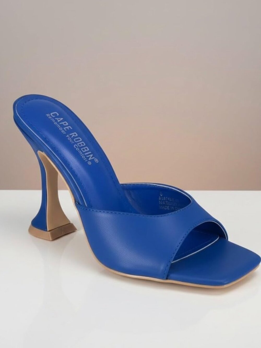 Cape Robbin Colbalt Blue Open Toe Mule Heels, Sz. 7